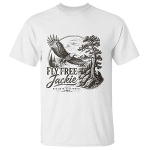 Fly Free Jackie Vintage Etching Soaring Eagle T Shirt Big Bear Lake Wilderness Graphic TS02 White Print Your Wear