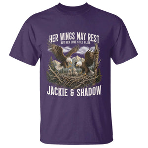 Her Wings May Rest Jackie and Shadow T Shirt Bald Eagle Nest Family Tribute Graphic TS02 Purple Print Your Wear