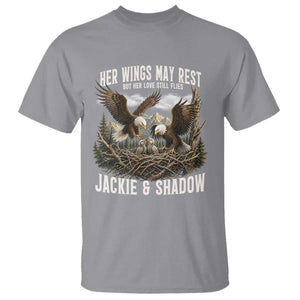 Her Wings May Rest Jackie and Shadow T Shirt Bald Eagle Nest Family Tribute Graphic TS02 Sport Gray Print Your Wear