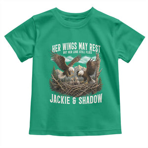 Her Wings May Rest Jackie and Shadow Toddler T Shirt Bald Eagle Nest Family Tribute Graphic TS02 Irish Green Print Your Wear
