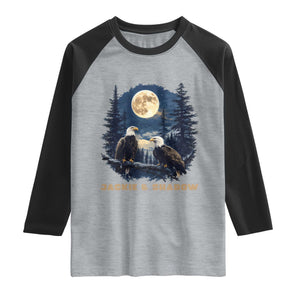 Jackie and Shadow Bald Eagle Couple Raglan Shirt Full Moon Forest Vintage Nature Graphic TS02 Heather Gray Black Print Your Wear