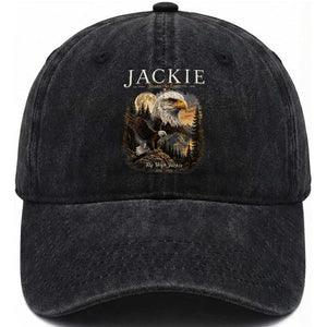 Jackie Forever Our Queen Bald Eagle 2012 2026 Memorial Washed Cotton Baseball Cap Fly High in Big Bear Moonlit Mountain Tribute TS02 Print Your Wear