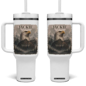 In Loving Memory of Jackie Eagle Memorial Portrait Tumbler With Handle 2012 2026 Legacy Of Strength Wilderness Tribute TS02 One Size: 40 oz White Print Your Wear