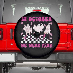 Breast Cancer Boo Sheet Spare Tire Cover In October We Wear Pink Halloween Ghost Pink Ribbon TS02 Black Print Your Wear