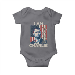 Stand With Charlie Baby Onesie Patriotic Free Speech We The People American Flag Graphic TS02 Charcoal Print Your Wear