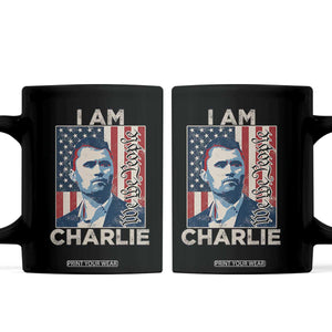 Stand With Charlie Coffee Mug Patriotic Free Speech We The People American Flag Graphic TS02 Black Print Your Wear