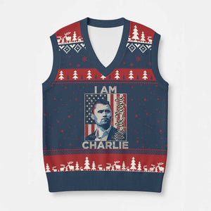 Stand With Charlie V-Neck Knit Sweater Vest Patriotic Free Speech We The People American Flag Graphic TS02 Navy Red Print Your Wear