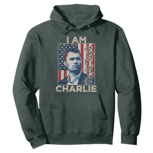 Stand With Charlie Hoodie Patriotic Free Speech We The People American Flag Graphic TS02 Dark Forest Green Print Your Wear