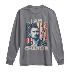 Stand With Charlie Long Sleeve Shirt Patriotic Free Speech We The People American Flag Graphic TS02 Charcoal Print Your Wear