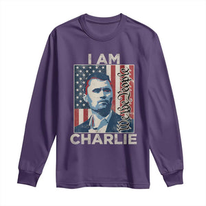 Stand With Charlie Long Sleeve Shirt Patriotic Free Speech We The People American Flag Graphic TS02 Purple Print Your Wear