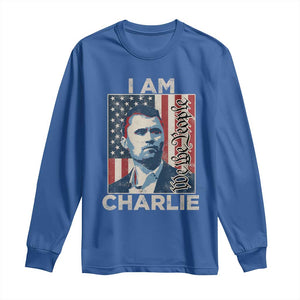 Stand With Charlie Long Sleeve Shirt Patriotic Free Speech We The People American Flag Graphic TS02 Royal Blue Print Your Wear