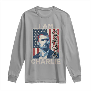 Stand With Charlie Long Sleeve Shirt Patriotic Free Speech We The People American Flag Graphic TS02 Sport Gray Print Your Wear