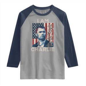 Stand With Charlie Raglan Shirt Patriotic Free Speech We The People American Flag Graphic TS02 Sport Gray Navy Print Your Wear