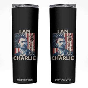 Stand With Charlie Skinny Tumbler Patriotic Free Speech We The People American Flag Graphic TS02 Black Print Your Wear