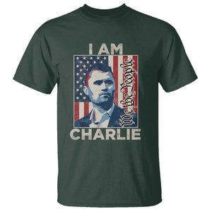 Stand With Charlie T Shirt Patriotic Free Speech We The People American Flag Graphic TS02 Dark Forest Green Print Your Wear