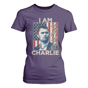 Stand With Charlie T Shirt For Women Patriotic Free Speech We The People American Flag Graphic TS02 Purple Print Your Wear