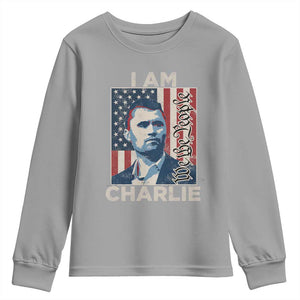 Stand With Charlie Youth Sweatshirt Patriotic Free Speech We The People American Flag Graphic TS02 Sport Gray Print Your Wear