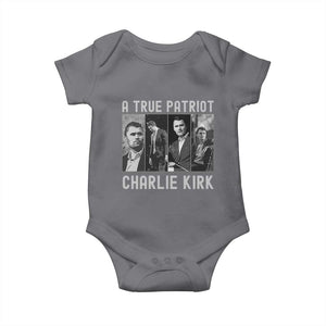Charlie Kirk Tribute Baby Onesie A True Patriot Conservative Memorial TS02 Charcoal Print Your Wear