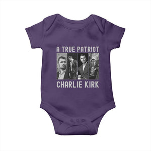 Charlie Kirk Tribute Baby Onesie A True Patriot Conservative Memorial TS02 Purple Print Your Wear