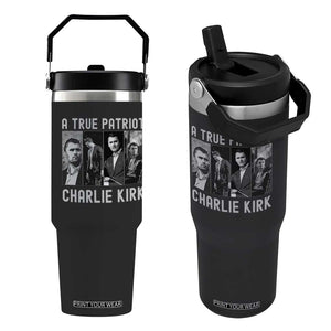 Charlie Kirk Tribute Flip Straw Tumbler A True Patriot Conservative Memorial TS02 One Size: 30 oz Black Print Your Wear