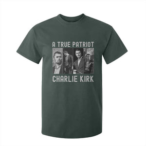 Charlie Kirk Tribute T Shirt For Kid A True Patriot Conservative Memorial TS02 Dark Forest Green Print Your Wear