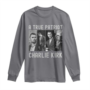 Charlie Kirk Tribute Long Sleeve Shirt A True Patriot Conservative Memorial TS02 Charcoal Print Your Wear