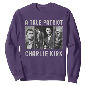Charlie Kirk Tribute Sweatshirt A True Patriot Conservative Memorial TS02 Purple Print Your Wear