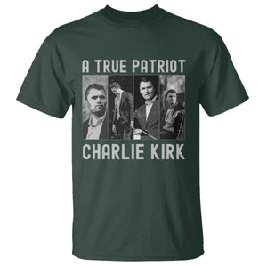 Charlie Kirk Tribute T Shirt A True Patriot Conservative Memorial TS02 Dark Forest Green Print Your Wear