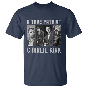 Charlie Kirk Tribute T Shirt A True Patriot Conservative Memorial TS02 Navy Print Your Wear