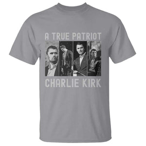 Charlie Kirk Tribute T Shirt A True Patriot Conservative Memorial TS02 Sport Gray Print Your Wear