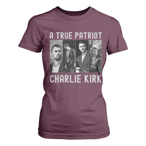 Charlie Kirk Tribute T Shirt For Women A True Patriot Conservative Memorial TS02 Maroon Print Your Wear