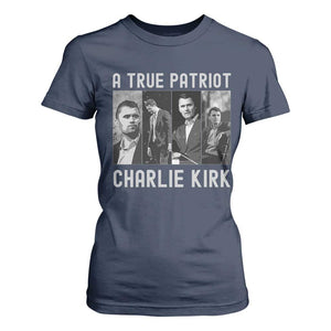 Charlie Kirk Tribute T Shirt For Women A True Patriot Conservative Memorial TS02 Navy Print Your Wear
