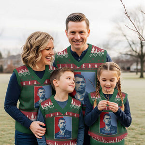 Charlie Kirk Tribute V-Neck Knit Sweater Vest Freedom Hope Memorial 1993 2025 TS02 Red Green Print Your Wear