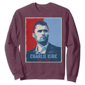Charlie Kirk Tribute Sweatshirt Freedom Hope Memorial 1993 2025 TS02 Maroon Print Your Wear