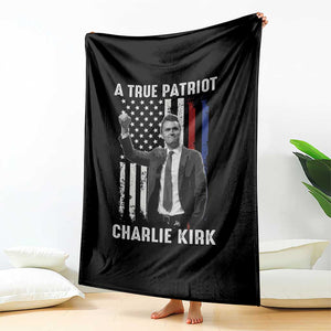 Charlie Kirk Tribute Throw Blanket A True Patriot Freedom American Flag TS02 Print Your Wear