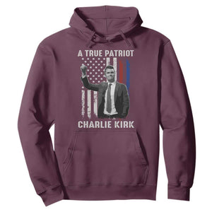 Charlie Kirk Tribute Hoodie A True Patriot Freedom American Flag TS02 Maroon Print Your Wear