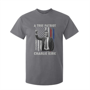 Charlie Kirk Tribute T Shirt For Kid A True Patriot Freedom American Flag TS02 Charcoal Print Your Wear