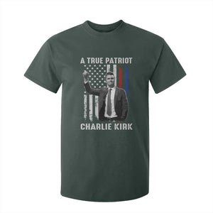 Charlie Kirk Tribute T Shirt For Kid A True Patriot Freedom American Flag TS02 Dark Forest Green Print Your Wear