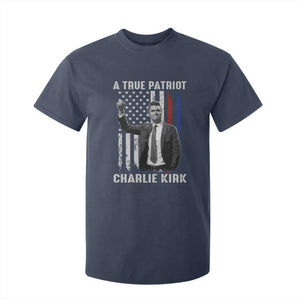 Charlie Kirk Tribute T Shirt For Kid A True Patriot Freedom American Flag TS02 Navy Print Your Wear