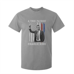 Charlie Kirk Tribute T Shirt For Kid A True Patriot Freedom American Flag TS02 Sport Gray Print Your Wear