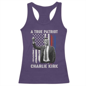 Charlie Kirk Tribute Racerback Tank Top A True Patriot Freedom American Flag TS02 Purple Print Your Wear