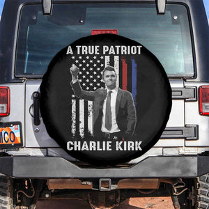 Charlie Kirk Tribute Spare Tire Cover A True Patriot Freedom American Flag TS02 No hole Black Print Your Wear