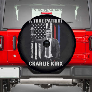 Charlie Kirk Tribute Spare Tire Cover A True Patriot Freedom American Flag TS02 Black Print Your Wear