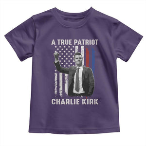 Charlie Kirk Tribute Toddler T Shirt A True Patriot Freedom American Flag TS02 Purple Print Your Wear