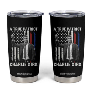 Charlie Kirk Tribute Tumbler Cup A True Patriot Freedom American Flag TS02 Black Print Your Wear