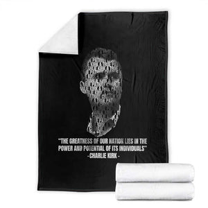 Charlie Kirk Legacy Throw Blanket Greatness of Our Nation American True Patriot TS02 Black Print Your Wear