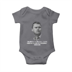 Charlie Kirk Legacy Baby Onesie Greatness of Our Nation American True Patriot TS02 Charcoal Print Your Wear