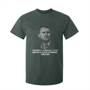 Charlie Kirk Legacy T Shirt For Kid Greatness of Our Nation American True Patriot TS02 Dark Forest Green Print Your Wear