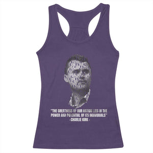 Charlie Kirk Legacy Racerback Tank Top Greatness of Our Nation American True Patriot TS02 Purple Print Your Wear