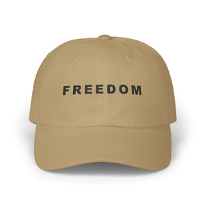 Freedom Statement Embroidered Classic Cap Patriotic Free Speech Defender TS02 Classic Cap Universal Fit Khaki Printyourwear